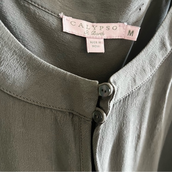 Calypso St. Barth 100% Silk Gray Reverse Seam Fringe Dress Sz‎ M Quiet Luxury - Picture 2 of 10